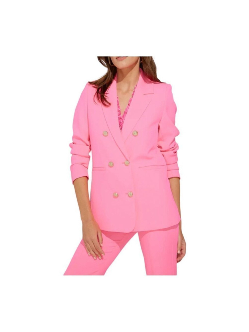 Generation Love Leighton Double-Breasted Crepe Blazer in Cotton Candy Size XS